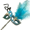 thumbnail image 3 of MASQ Couples Black Masquerade Stick Feather Mask with Handle Cosplay Dance Prom Birthday Mardi Gras Carnival Halloween Costume Dress up Cosplay Party, 3 of 3