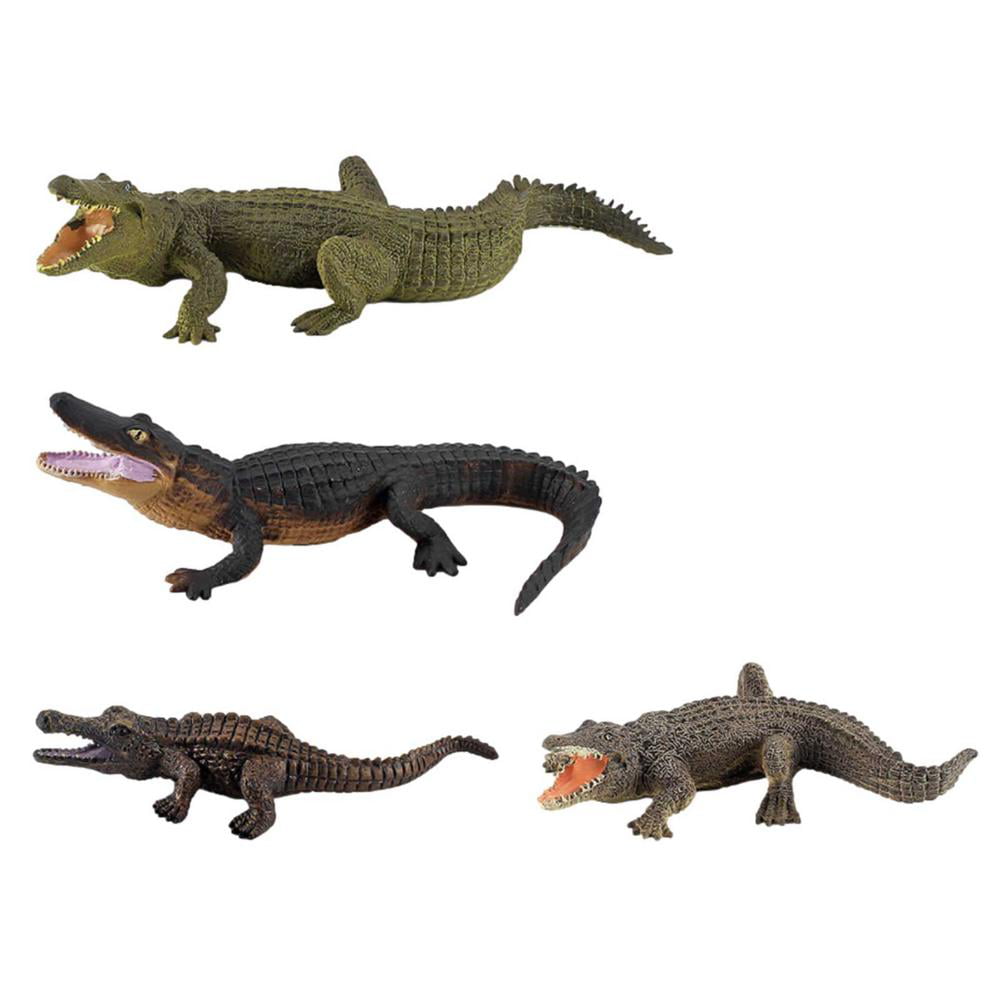 2pcs Animal Figurine Wild Woodland Crocodile Figure Model Kid Toy Home Decor 