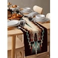 thumbnail image 3 of Brown Teal Red Boho Table Runner Ethnic Vintage Geometric Abstract Tablerunners 13 x 60 Inch, Table Decorations Tabletop Scarf for Summer Gathering Holiday Farmhouse Kitchen Dining Decor, 3 of 6