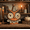 Halloween Decor-B, variant on Vintage Halloween Wooden Block Set, Ghost Pumpkin Black Cat Skeleton Witch Owl, 3.9In Fall Shelf Decor for Mantel Table Thanksgiving Housewarming Gift (6PC)