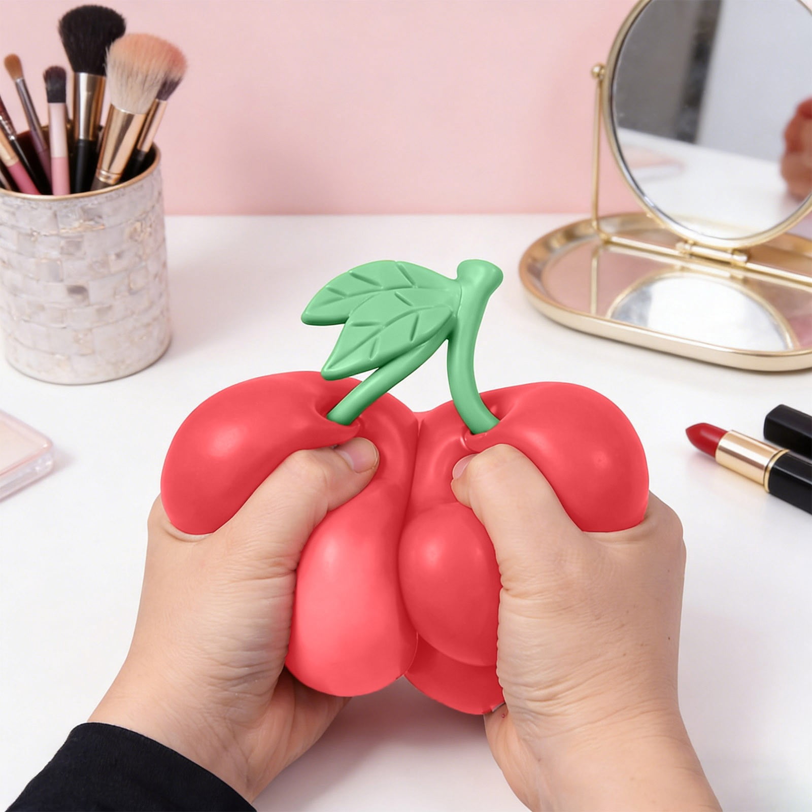 Large Cherry Squishy, Squeeze Fruit, Sensory Fidget Ball Soft Food Squeeze Ball Stress Relief Novelty for Adults