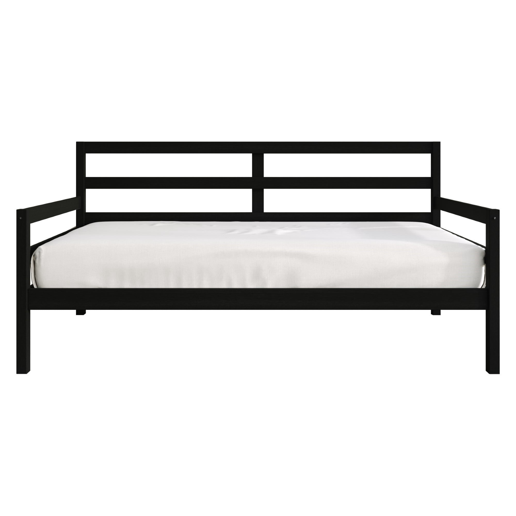Home Design Towson Twin Daybed with Solid Wood Frame, Slatted Sides and Back, Stylish Seating and Sleeping Solution, Durable, Black