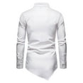 thumbnail image 4 of DDAPJ pyju Mens Dress Shirts Asymmetrical Hem Long Sleeve Button Down Shirts Gold Embroidered Luxury Tuxedo Shirt Wrinkle Free Formal Shirts White S, 4 of 9