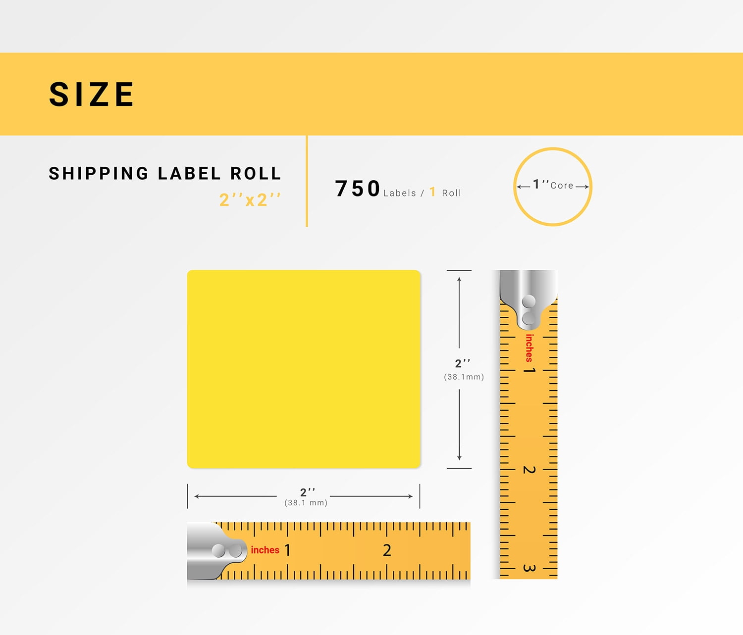 HOUSELABELS 2" x 2" Yellow Multipurpose Labels Compatible With Zebra and Rollo Printers, 28 Rolls / 750 Labels per Roll