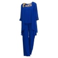 thumbnail image 5 of Fldy Womens Chiffon Pant Suits 3 Piece Mother of The Bride Wedding Outfit Evening Gowns Dress Suit Blue S, 5 of 7