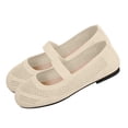 thumbnail image 5 of Women's Solid Color Mesh Mary Jane Flats, Breathable Knit Slip-On Casual Shoes for Everyday and Office Wear Beige 40, 5 of 5