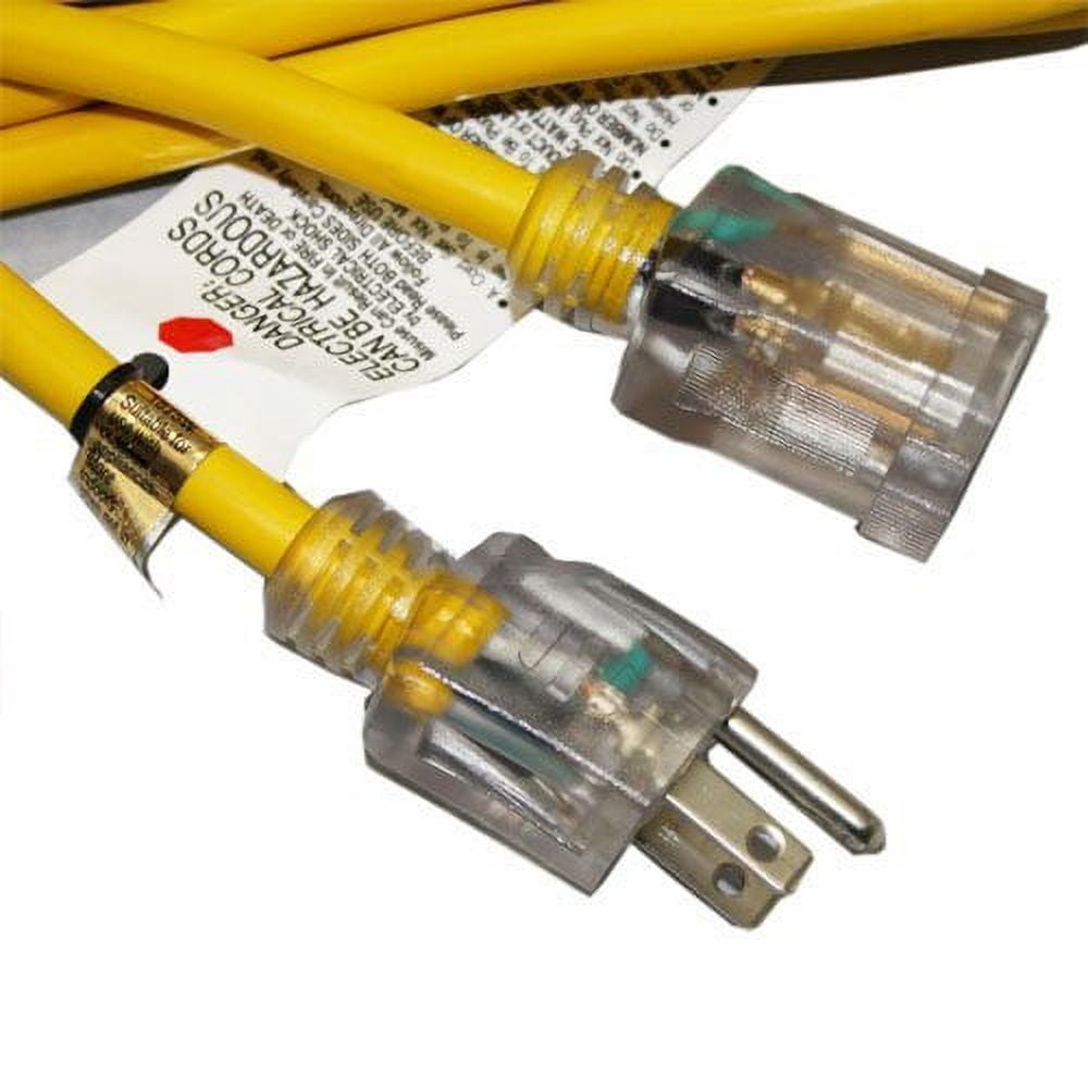 Wideskall Heavy Duty 14 Gauge UL Listed SJTW Outdoor Lighted Extension Cord Yellow 35 Feet