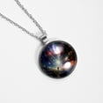 thumbnail image 4 of Galactic Space Stunning Glass Design Circular Pendant Jewelry Necklace, 4 of 5