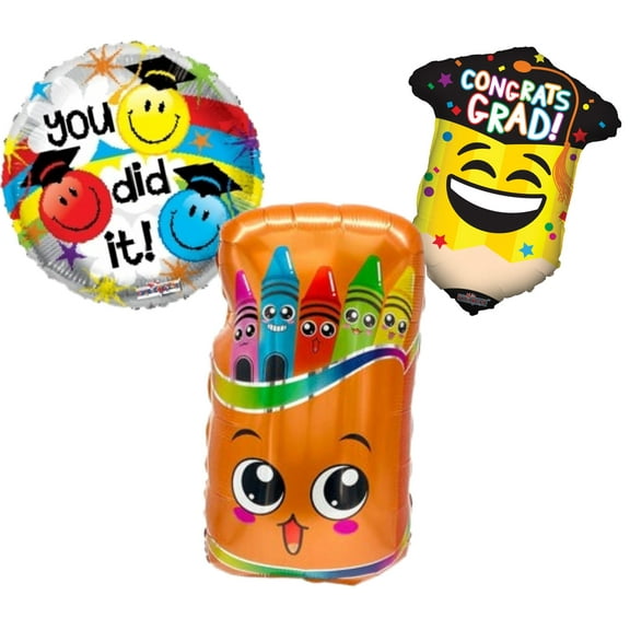 C & S Party Supply Kindergarten Preschool 2024 Graduation Mylar Balloons, 3 Count