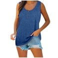 thumbnail image 2 of Qwertyu Plus Size Tank Tops for Womens Casual Summer Boho Shirts with Button Loose Sleeveless Tunic Tops Blue 4X, 2 of 7