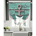 thumbnail image 5 of Pink Anchor Tie Up Curtains for Window, Thermal Insulated Balloon Shade Adjustable Rod Pocket Curtains Valance Panels for Kitchen Bathroom Cafe 42 x 45 Nautical Vintage Rustic Turquoise Wooden, 5 of 6