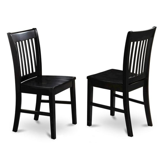 FurniFact Elegant Black Wooden Dining Chairs – Set of 2 for Kitchen or Dining