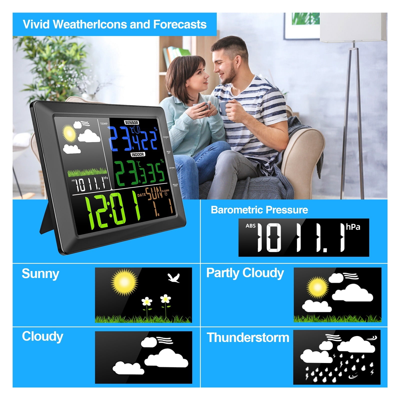 Wireless Weather Station, Indoor/Outdoor Thermometer And Hygrometer, Remote Sensor, Temperature,Humidity Monitoring ,Easy to Operate