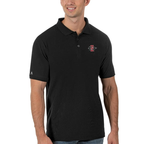 Men's Antigua Black San Diego State Aztecs Legacy Pique Polo