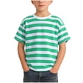 thumbnail image 2 of Fnooota Boys Cotton T-shirts, Stripe Casual Crew Neck Short Sleeve Kids Tees Mint Green Size 14, 2 of 5
