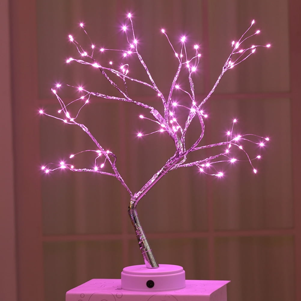 32x LED Light Pink Flower Bonsai Tree Decoration Lamp w/ Stand & 16ft Cord 