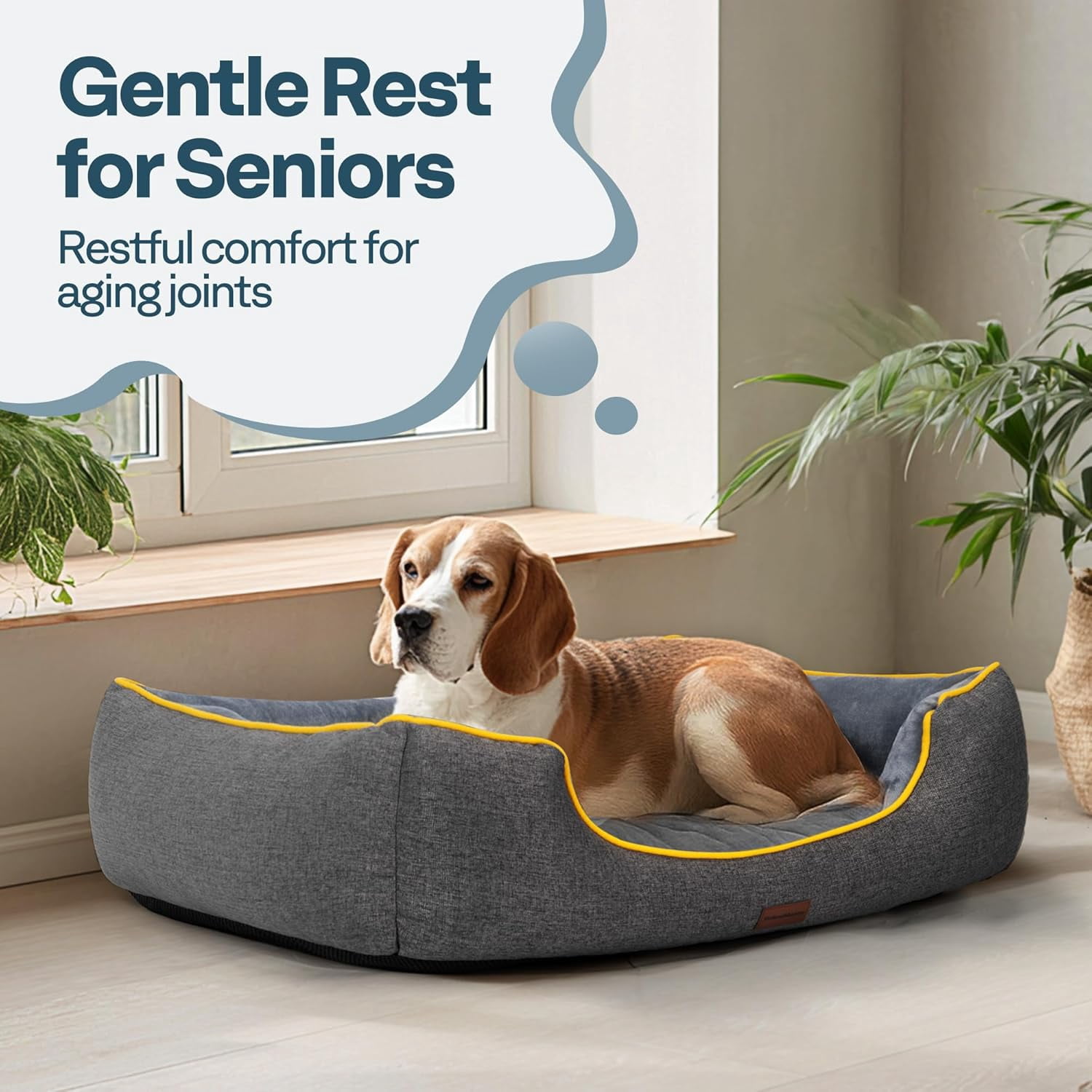 SPECSTAR Orthopedic Dog Bed for Medium Dogs 36", Year-Round Comfort with Cooling/Warming, Dual-Layer Interior Padding for Support and Softness, Waterproof & Non-Slip Base, Removable Washable, Grey