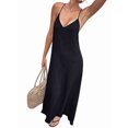 thumbnail image 3 of Women's Sleeveless Pockets Maxi Strappy Neck Flowy Loose Long Sundress Dress for Casual Beach Black S, 3 of 8