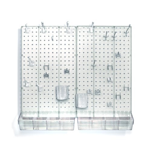 Azar 900945-CLR Pegboard Room Organizer, Clear Frosted Pegboard