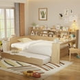 thumbnail image 4 of Full Size Daybed with Trundle, Desk and Storage Headboard, Pinewood U-Shaped Captain Corner Bed Frame for Bedroom, No Box Spring Needed, Easy Assembly, Natural, 4 of 9