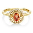 thumbnail image 2 of Gem Stone King 18K Yellow Gold Plated Silver Orange Sapphire Ring for Women (1.03 Cttw, Oval 6X4MM, Gemstone September Birthstone, Size 7), 2 of 3