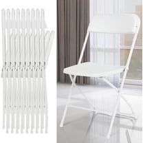 EconoHome 10 Pack White Plastic Folding Chairs, Heavy-Duty Steel Frame, Portable Stackable Foldable Chairs with Non-Slip Feet – Commercial Indoor/Outdoor Seating for Events, Weddings, Office, Parties