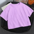 thumbnail image 5 of Sweet Home Farm Short Sleeve Shirts for Women Round Neck Summer Solid Color T Shirt T Shirts for Women Light Purple, 5 of 5