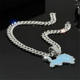 thumbnail image 3 of Men Women Hip Hop Personalized Trend Blue Lions Football Team Pendant Necklace 15mm Crystal Cuban Chain HipHop Iced Out Bling Necklaces Fashion Charm Jewelry, 3 of 5