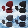 thumbnail image 1 of Xihbxyly Gorro de Invierno, Guantes para Pantalla Táctil, Conjunto de Bufanda de Punto, Accesorios Cálidos de Invierno, Diseño Acogedor para Exteriores, Regalos de Navidad para Mujer, Negro, Gris, Ro, 1 of 7