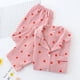 thumbnail image 3 of Spring New Ladies Pajamas Set Heart Printed Crepe Cotton Double-layer Gauze Turn-down Collar Long-sleeve Trousers Household Wear, 3 of 4