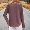 thumbnail image 6 of Women'S Pineapple Lace Stitching Top T-Shirt Solid Color Long Sleeve Round Neck Pullover Casual Top Purple Red M, 6 of 7