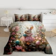 thumbnail image 2 of Feelyou Cartoon Rabbit Bunnies Queen Comforter Set, Kawaii Easter Eggs Bedding Sets, Groovy Floral Flower Reversible Bedding Comforter Set, Super Cozy Room Decor, 3 Pieces, 2 of 8