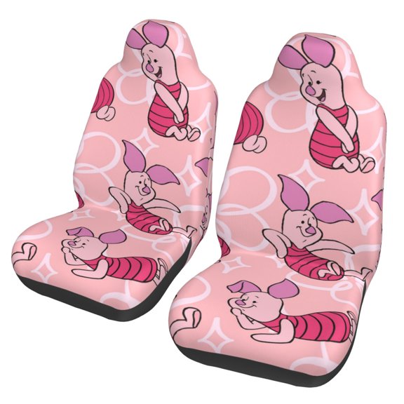 Piglet Car Seat Cover Colorful Print Front Seat Covers 2 Packs, Vehicle Seat Protector Covers Accessories Fit Most Auto Cars Sedan Truck SUV Van