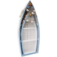 thumbnail image 6 of Attraction Design Wooden Boat Shelf Set of 2, Beach Theme Standing Display Boat with 3 Shelves Fish Net Star Fish Shell Nautical Decor (Boat Shelf 2 Set), 6 of 7