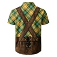 thumbnail image 4 of Men's Bavarian Oktoberfest Button Down Shirt, Lederhosen Print Plaid Short Sleeve Costume Top, 4 of 4