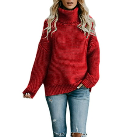 Neck Kit - Turtleneck Knitted Sweater Women Oversized Winter Pullover Polo Neck Jumper Thick Chunky Knit Outerwear Top Blouse