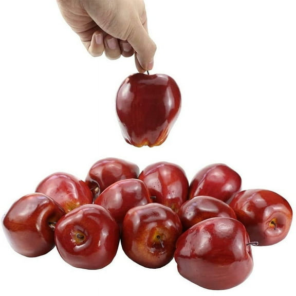 NAMZI 12 pieces of artificial fruits for home kitchen, party photography, props, wedding decoration (12 pieces of deep red apples)