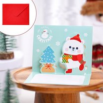LHWEN 3D Greeting Card Creative Christmas Message Card Holiday Greeting Card Snowman Bear Design Christmas Card Space for Personal Messages -Up Card for Family Friends Festive Wishes