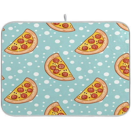 

Cute Pizza Pattern Dish Drying Mat for Kitchen Absorbent Microfiber Drying Pad Dish Mat 24 X 18