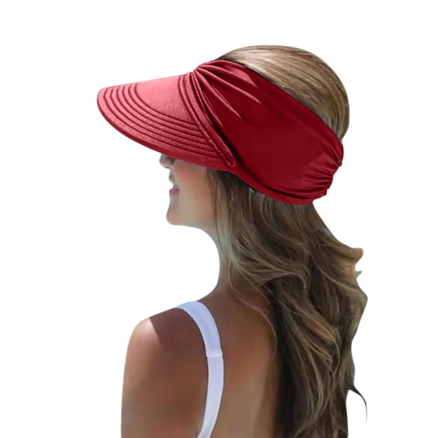 Womens Visor Wide Hat Summer Protection Face Beach Sports Cap