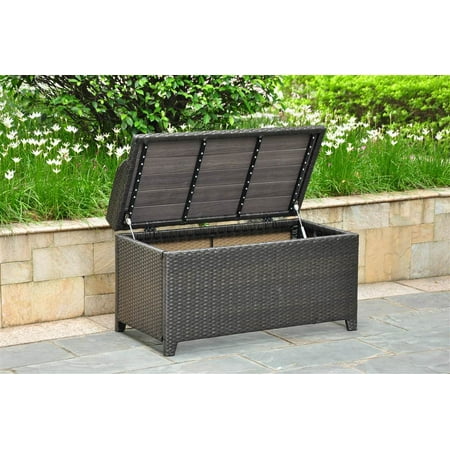 Wicker Resin Aluminum Patio Bench With Storage Walmart Com