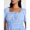 thumbnail image 4 of Time and Tru Women's and Women's Plus Puff Sleeve Square Neck Midi Dress, Sizes XS-4X, 4 of 5