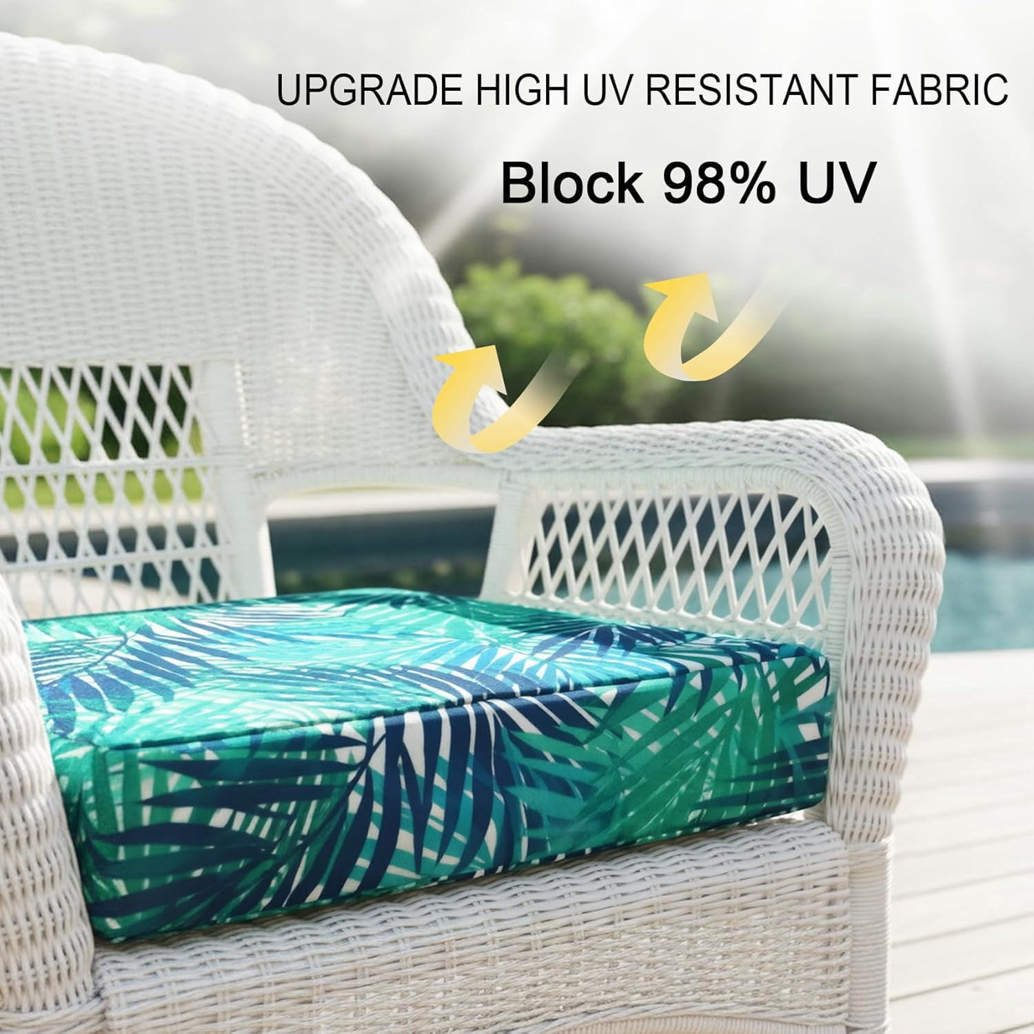 Outdoor Chair Seat Cushion Covers 24 x 24 Inch Waterproof Patio Furniture Cushion Slipcovers with Zipper, Replacement Cover Only