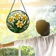 thumbnail image 3 of Stained Glass Window Hanging, Daffodil Plant Flowers Sun Catchers Diamond Glass Panel Hangings Suncatcher Decor for Birthday for Women, Men, Wife, Aunt, and Mom, 3 of 6