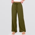 thumbnail image 6 of HKYNLAG Women's Wide Leg Beach Pants Elastic Waist Lightweight Casual Flowy Palazzo Lounge Trousers with Pockets Army Green M, 6 of 6