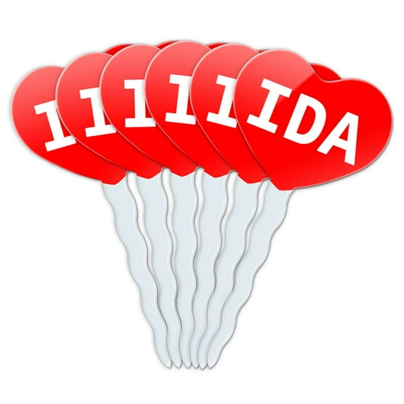 Ida Heart Love Cupcake Picks Toppers - Set of 6