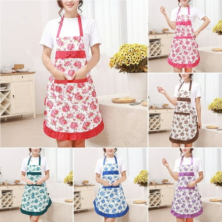 

Yesbay Baking Apron Soft Texture with Pocket Waterproof Sleeveless Anti-oil Ladies Fashion Cooking Apron for Kitchen