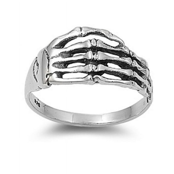 925 Sterling Silver Hand of the Dead Skull Hardcore Ring Size 5