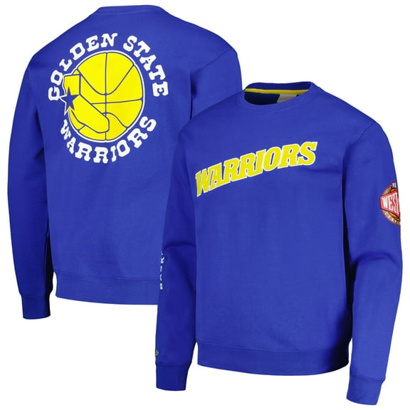 Men's Mitchell & Ness Royal Golden State Warriors Hardwood Classics There and Back Pullover Sweatshirt