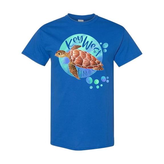 Inktastic Key West, Florida Swimming Sea Turtle with Bubbles T-Shirt